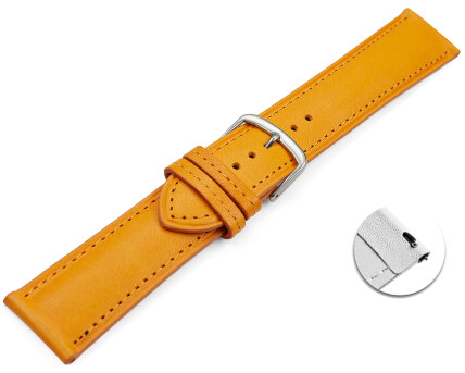 Bracelet montre échange rapide orange cuir tanné végétal légèrement rembourré 12mm - 22mm