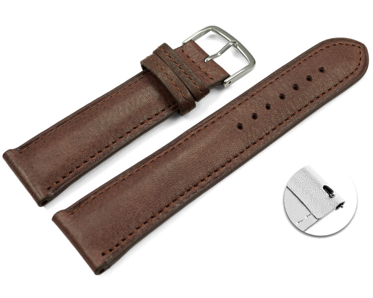 Bracelet Montre Cuir Marron XL – Échange Rapide, Tannage Végétal, Rembourré, Neuf Avec Étiquette