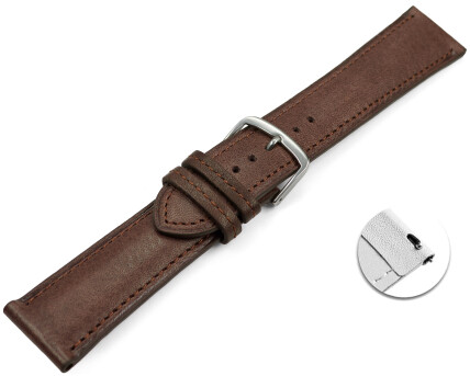 XL Bracelet montre échange rapide marron cuir tanné végétal légèrement rembourré 12mm - 22mm
