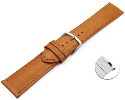 XL Bracelet montre échange rapide marron clair cuir tanné végétal légèrement rembourré 12mm - 22mm