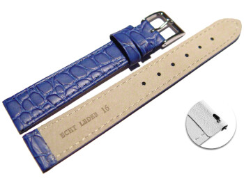 Bracelet montre échange rapide cuir de veau modèle Safari bleu 12mm 14mm 16mm 18mm 20mm 22mm