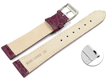 Bracelet montre échange rapide cuir de veau modèle Safari aubergine 12mm 14mm 16mm 18mm 20mm 22mm