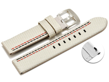 Bracelet montre échange rapide high-tech aspect textile blanc couture rouge et noire 20mm 22mm 24mm 26mm