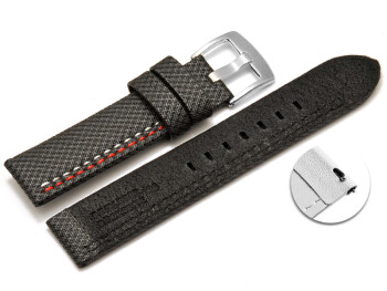 Bracelet montre échange rapide high-tech aspect textile gris couture rouge et blanche 20mm 22mm 24mm 26mm