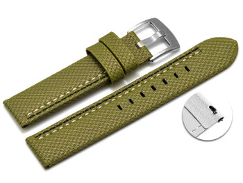 Bracelet montre échange rapide high-tech aspect textile vert couture noire et blanche 20mm 22mm 24mm 26mm