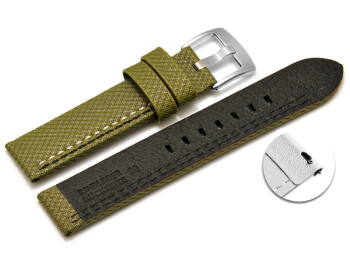 Bracelet montre échange rapide high-tech aspect textile vert couture noire et blanche 20mm 22mm 24mm 26mm