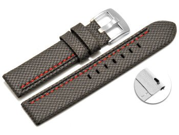 Bracelet-montre échange rapide high-tech aspect textile gris couture rouge et noire 20mm 22mm 24mm 26mm