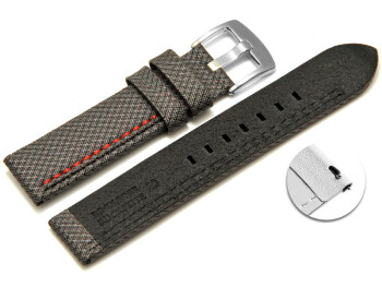 Bracelet-montre échange rapide high-tech aspect textile gris couture rouge et noire 20mm 22mm 24mm 26mm