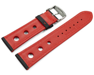 Bracelet montre noir cuir de veau perforé noir...