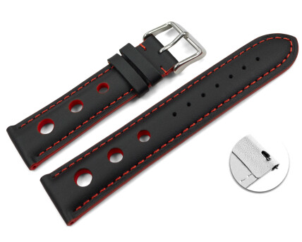 Bracelet montre changement rapide noir cuir de veau...
