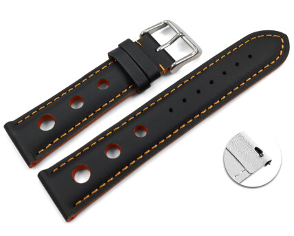 Bracelet montre changement rapide noir cuir de veau...