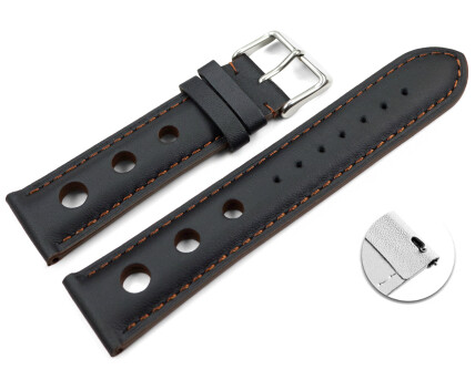 Bracelet montre changement rapide noir cuir de veau...