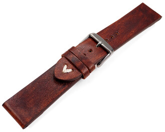 Bracelet montre à clip pour montres avec les anses soudées Vintage marron foncé 18mm 20mm 22mm 24mm