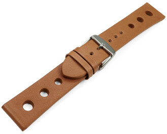 Bracelet montre perforé marron clair cuir vachette modèle Soft Vintage 18mm 20mm 22mm