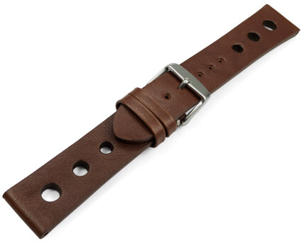Bracelet montre perforé marron foncé cuir vachette modèle Soft Vintage 18mm 20mm 22mm