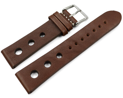 Bracelet montre perforé marron foncé cuir...
