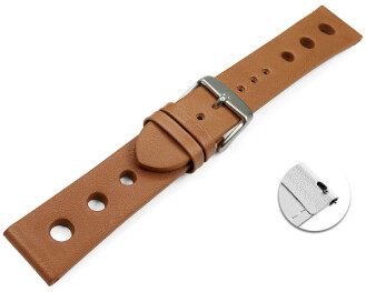 Bracelet montre perforé à dégagement rapide brun clair cuir vachette modèle Soft Vintage 18mm 20mm 22mm