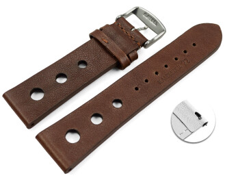 Bracelet montre perforé à dégagement rapide marron foncé cuir vachette modèle Soft Vintage 18mm 20mm 22mm