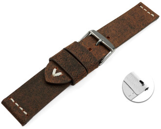 Bracelet montre échange rapide cuir de chameau brun foncé couture blance 18mm 20mm 22mm 24mm