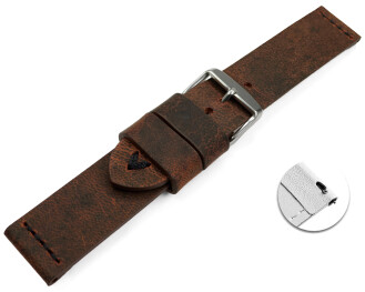 Bracelet montre échange rapide cuir de chameau brun foncé couture noir 18mm 20mm 22mm 24mm