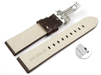 Bracelet montre échange rapide boucle déployante cuir marron Miami sans rembourrage 20mm 22mm 24mm