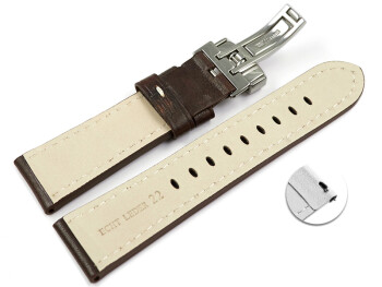 Bracelet montre échange rapide boucle déployante cuir brun foncé Miami sans rembourrage 20mm 22mm 24mm