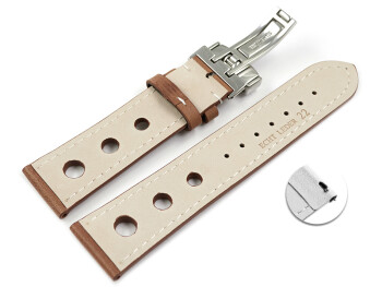 Bracelet montre échange rapide boucle déployante Race cuir de veau marron clair 18mm 20mm 22mm