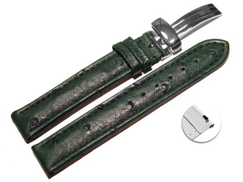 Bracelet de montre échange rapide Autruche véritable vert foncé 18mm 20mm 22mm 24mm