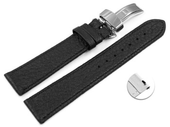 Bracelet de montre échange rapide déployante  peau de cerf véritable noir 14 - 22mm