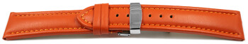 Bracelet de montre échange rapide déployante cuir de veau lisse orange 18mm 20mm 22mm 24mm