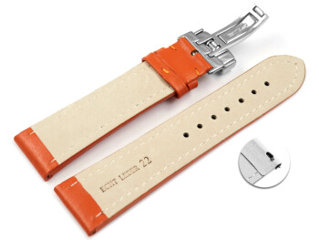Bracelet de montre échange rapide déployante cuir de veau lisse orange 18mm 20mm 22mm 24mm