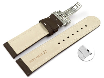 Bracelet de montre échange rapide déployante cuir de veau lisse marron foncé 18mm 20mm 22mm 24mm
