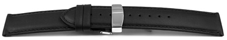 Bracelet de montre échange rapide déployante cuir de veau sans rembourrage souple noir 18mm 20mm 22mm 24mm