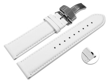 Bracelet montre échange rapide déployante cuir de veau sans rembourrage souple blanc 18mm 20mm 22mm 24mm