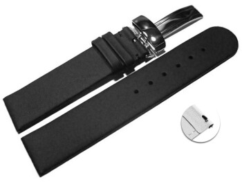 Bracelet de montre échange rapide déployante cuir imperméabilisé noir 18mm 20mm 22mm 24mm