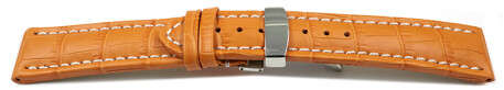 Bracelet de montre échange rapide déployante cuir de veau grain croco orange 18mm 20mm 22mm 24mm