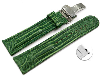 Bracelet montre échange rapide déployante cuir véritable Téju vert 18mm 20mm 22mm 24mm