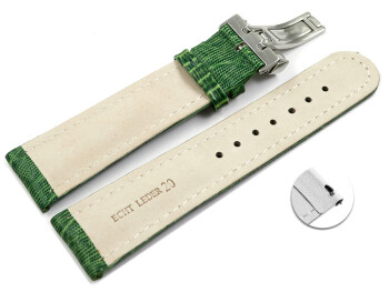 Bracelet montre échange rapide déployante cuir véritable Téju vert 18mm 20mm 22mm 24mm