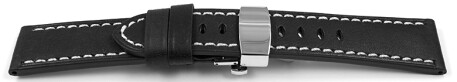 Bracelet montre échange rapide boucle papillon cuir noir Miami sans rembourrage 20mm 22mm 24mm 26mm