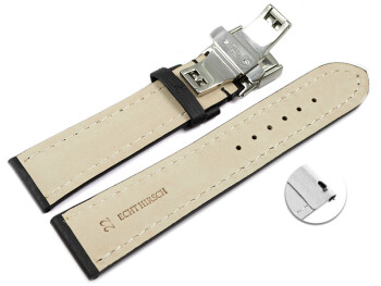 Bracelet montre échange rapide Boucle papillon noir cuir cerf rembourré très souple 18mm 20mm 22mm 24mm