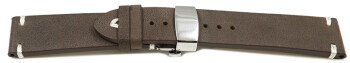Bracelet montre échange rapide cuir Modèle  Rustique marron foncé Boucle papillon 18mm 20mm 22mm 24mm