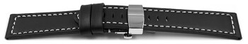 Boucle déployante papillon bracelet de montre échange rapide cuir noir 18mm 20mm 22mm 24mm