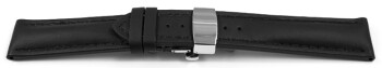 Bracelet montre échange rapide déployante papillon veau rembourrage épais lisse noir couture TiT 18mm 20mm 22mm 24mm