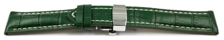 Bracelet déployante papillon rembourrage épais croco vert 18mm 20mm 22mm 24mm