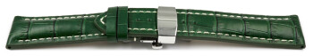 Bracelet déployante papillon rembourrage épais croco vert 18mm 20mm 22mm 24mm