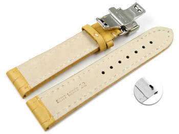 Bracelet montre échange rapide déployante papillon cuir grain croco jaune 18mm 20mm 22mm 24mm 26mm 28mm