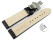 Bracelet montre échange rapide déployante papillon cuir grain croco noir couture blanche 18mm 20mm 22mm 24mm 26mm 28mm