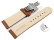 Bracelet montre échange rapide déployante papillon cuir lisse marron clair 18mm 20mm 22mm 24mm