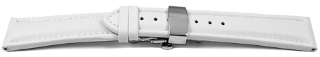 XL Bracelet montre échange rapide déployante papillon cuir lisse blanc 18mm 20mm 22mm 24mm 26mm 28mm