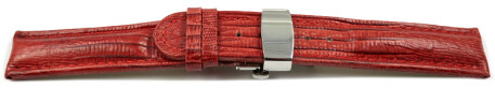 Bracelet montre échange rapide déployante papillon cuir Téju rouge 18mm 20mm 22mm 24mm